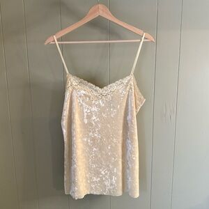 Vintage Y2K Iridescent Ivory Cream Velvet and Lace DKNY Cami
